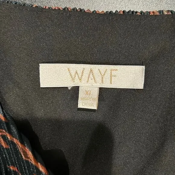 WAYF $138 Riverside Puff Sleeve Black Brown Animal Print Dress Size XL NO BELT - Picture 7 of 7